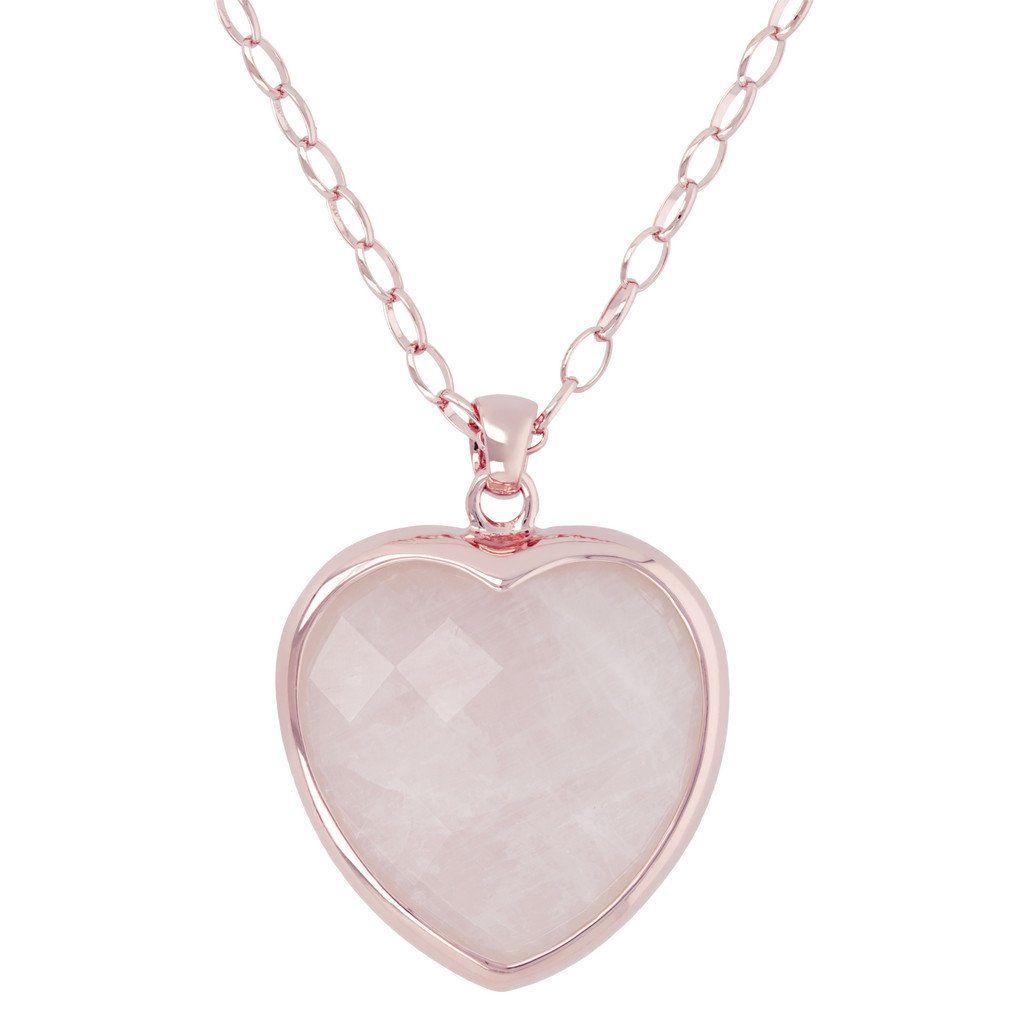 Collana In Quarzo Rosa CrystalAge - Ciondolo A Cuore Lucido Con Cordino Regolabile