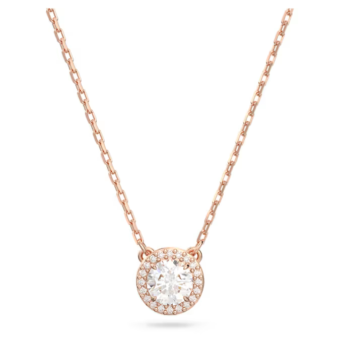 SWAROVSKI Pendente Una Angelic Taglio tondo Pavé Bianco Placcato color oro rosa 5636272