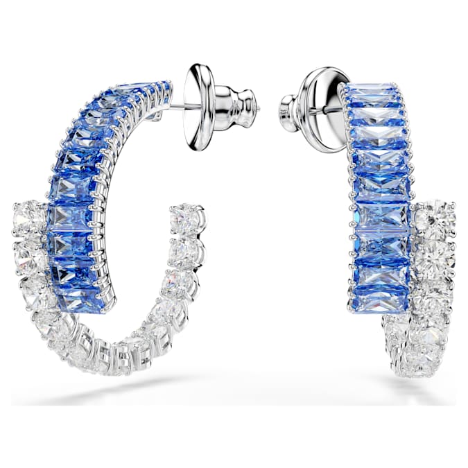 SWAROVSKI Orecchini a cerchio Matrix Taglio misto Blu Placcato rodio 5722459